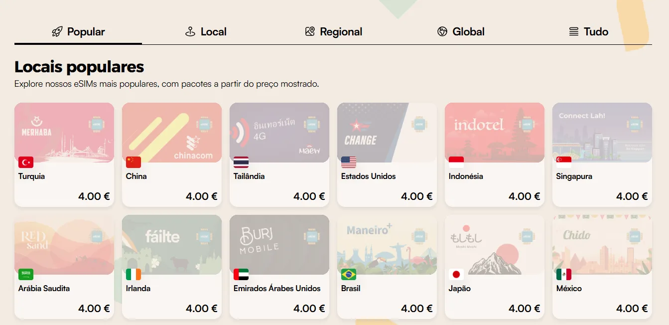 Instalação Airalo na Ásia