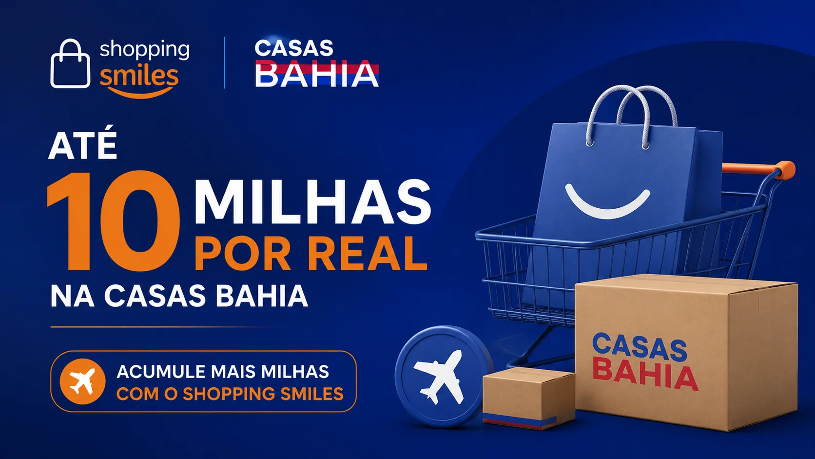 Shopping Smiles oferece até 10 milhas por real gasto em compras nas Casas Bahia